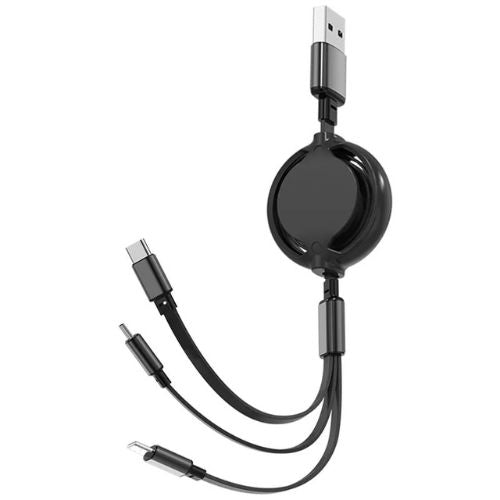 2 Cargadores USB retráctil 3 en 1, Cable de datos de carga rápida