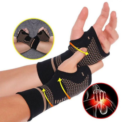 Muñequera de cobre para gimnasio, muñequera deportiva profesional, guantes de compresión de seguridad, Protector de muñeca, manga para artritis, brazalete de Palma