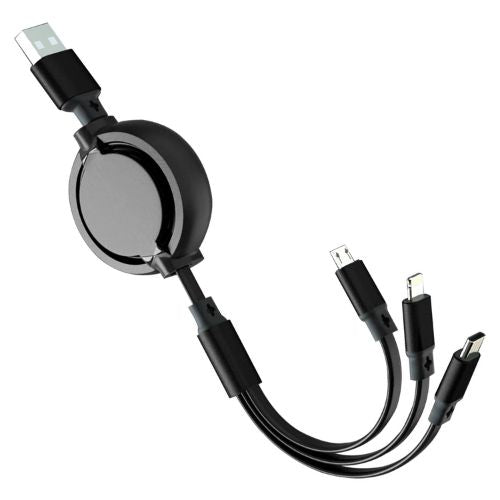 2 Cargadores USB retráctil 3 en 1, Cable de datos de carga rápida