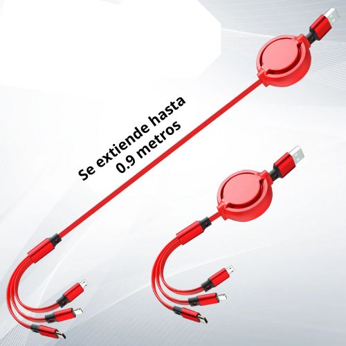 2 Cargadores USB retráctil 3 en 1, Cable de datos de carga rápida